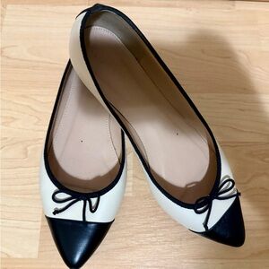 J. Crew Black and White Flats with Bow Detail